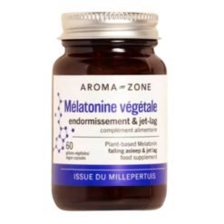 Complément Alimentaire Aroma-Zone Mélatonine végétale pour faciliter l'endormissement et atténuer les effets du décalage horaire (jet-lag) 60 gélules