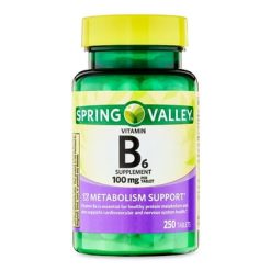 Supplément De Vitamine B6 Spring Valley Pour Le Bon Fonctionnement du Métabolisme 250 Comprimés