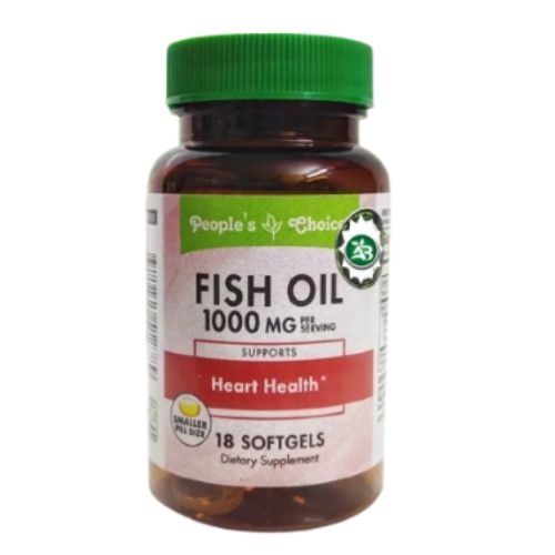 Complément Alimentaire FISH OIL 1000 mg People's Choice Pour Soutenir La Santé Cardiaque 18 Gélules
