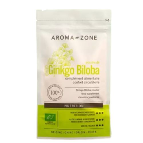 Complément Alimentaire Ginkgo Biloba Aroma-Zone Pour Booster Votre Clarté Mentale et Votre Bien-être Circulatoire 80g