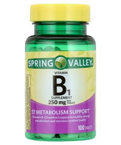 Supplément De Vitamine B1 Spring Valley Pour Le Bon Fonctionnement du Métabolisme 100 Comprimés