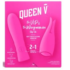 Alternative view of Sextoys Vibromasseur Silicone, 7 modes de vibration étanche, 2 en 1 Rechargeable USB, Queen V The VIP and The Wingwoman