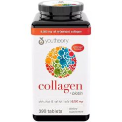 Complément alimentaire Collagène + Biotine Youtheory, Santé de peau et cheveux ,Protection anti-oxydant, 390 comprimés