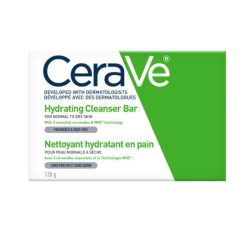 CERAVE Pain nettoyant hydratant non-comédogène aux céramides essentiels et à l’acyde hyaluronique 128 g