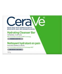 CERAVE Pain nettoyant hydratant non-comédogène aux céramides essentiels et à l’acyde hyaluronique 128 g