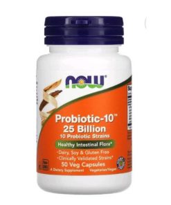 Complément alimentaire Foods Probiotic-10 25 Milliards NOW pour soutenir la santé digestive et immunitaire 50 gélules