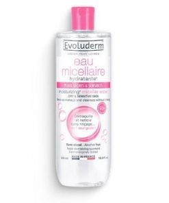 Eau micellaire démaquillante pour peaux sèches & sensibles EVOLUDERM 500ml