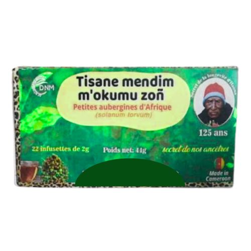Tisane mendim m'okumu zoñ à base de petites aubergines d'Afrique 22 infusettes 41g