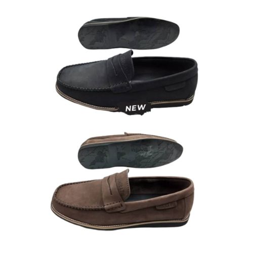 Mocassin en Daim et Cuir à Barette Chaussures Homme