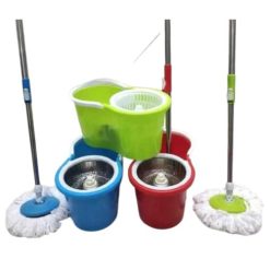 Kit de nettoyage avec seau essoreur et serpillière rotative à 360°