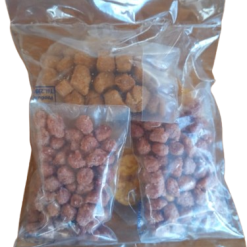 Paquets de 5 friandises triples saveurs caramel, croquettes, chips de plantains de 35g