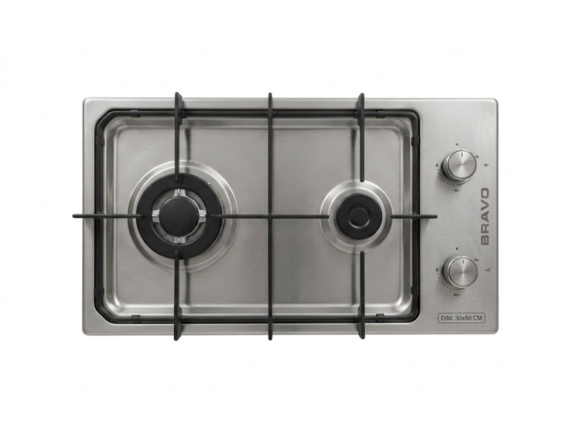 Plaque à gaz encastrable FGH30S2 BRAVO, 2 foyers, 30x50cm inox, garantie 6mois