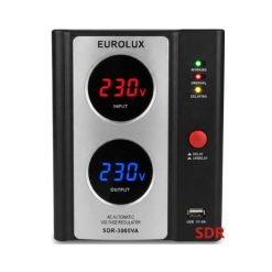 Régulateur de tension Eurolux, SDR-3000 VA, port USB, garantie 6mois