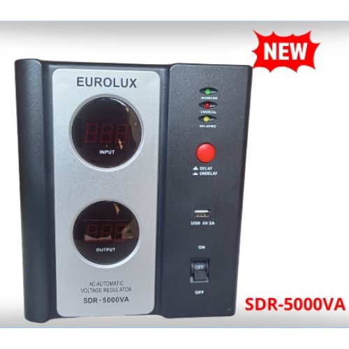 Régulateur de tension Eurolux, SDR-5000 VA, port USB, garantie 6mois