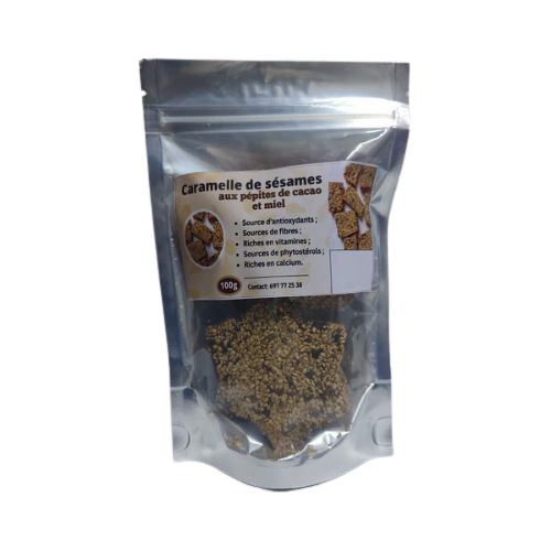 Caramel de sésames aux pépites de cacao et miel, 100g